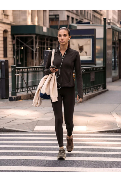 LC Waikiki Καφέ ψηλόμεσο γυναικείο αθλητικό κολάν