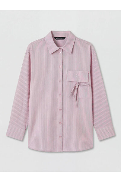 LC Waikiki Ροζ ριγέ γυναικείο πουκάμισο τουνίκ