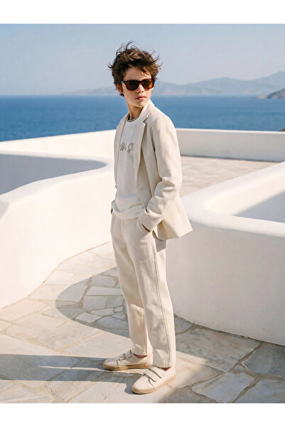 LC Waikiki Παντελόνι για αγόρια από εκρού λινό με πιέτες