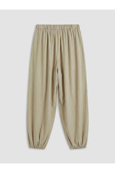 LC Waikiki Εκρού Γυναικείο Παντελόνι Jogger με Ελαστική Μέση