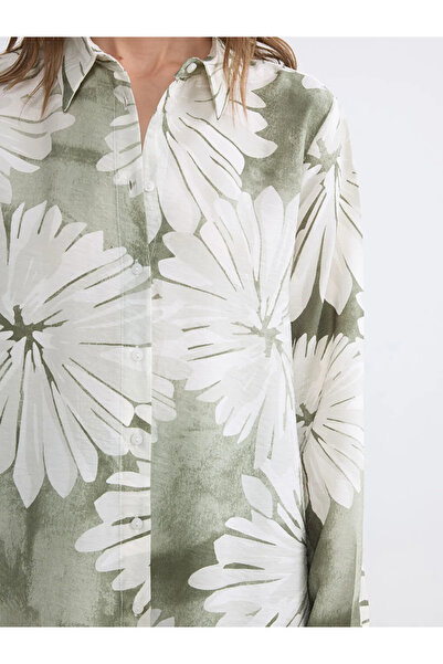 LC Waikiki Πράσινο φλοράλ γυναικείο πουκάμισο τουνίκ