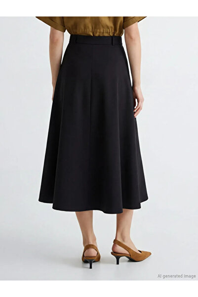 LC Waikiki Ανθρακί φούστα σε γραμμή Α με ζώνη στη μέση