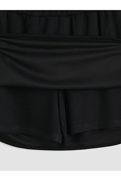 LC Waikiki Μαύρη οβάλ κοντή φούστα με ελαστική μέση