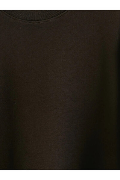 LC Waikiki Καφέ φούτερ με λαιμόκοψη ποδηλάτου για αγόρια, με απαλή υφή