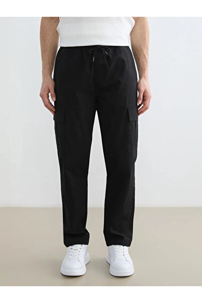 LC Waikiki Μαύρο Ανδρικό Παντελόνι Cargo με Χαλαρή Εφαρμογή