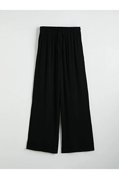 LC Waikiki Μαύρο γυναικείο παντελόνι με ελαστική μέση