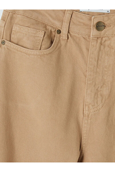 LC Waikiki Μπεζ γυναικείο τζιν παντελόνι Wideleg