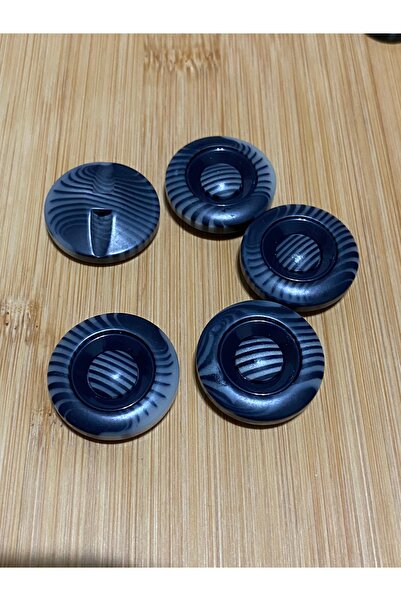 Lorin hobi Veined Polyester Button 18 mm 5 Pieces Dark Blue