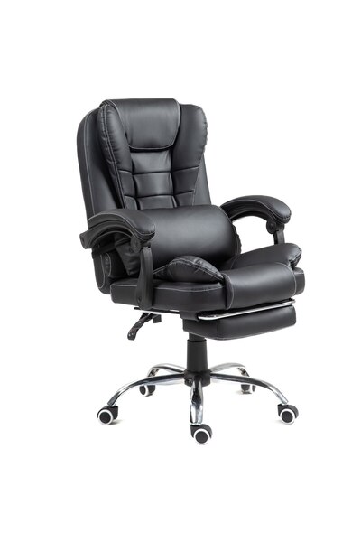 Mobplayers Μίνι Καρέκλα Γραφείου Brandon-Max Μαύρη, Δερμάτινη, με Λειτουργία ...