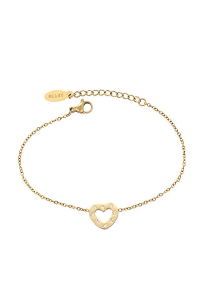 Faina Thin Chain Link Bracelet With Heart Motif