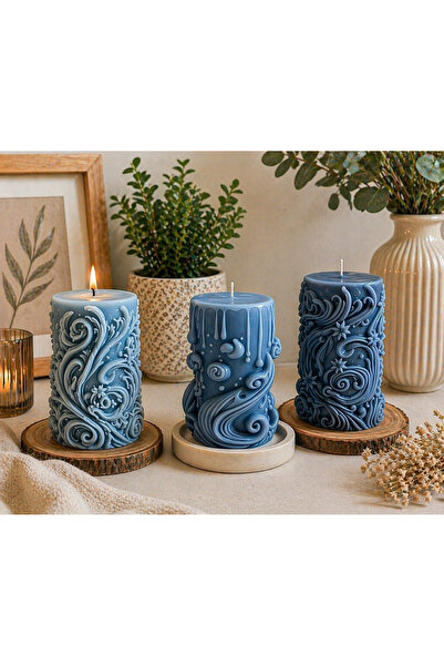 mahimaison Sanat Dokulu Kabartmalı Mum Seti