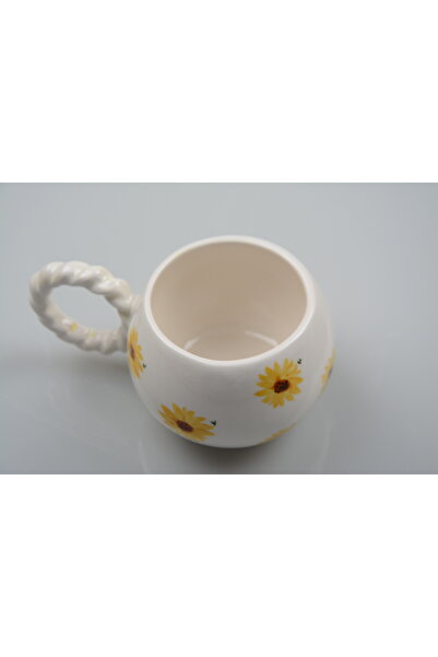 ADEN LİNA ART WORKSHOP Special Design Sunflower Ceramic Mug – Decorative Coff...