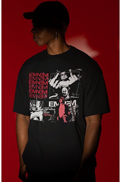SEVBANO Μπλουζάκι Eminem Rapper Singer με στάμπα μπροστά, Unisex, Oversize