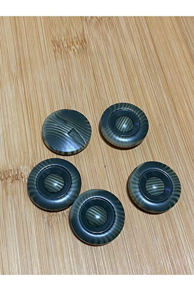 Lorin hobi Veined Polyester Button 18 mm 5 Pieces Green