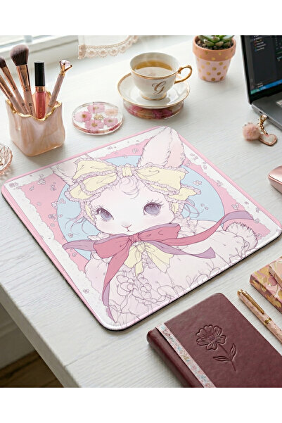 matizya Pastel Tavşancık Mousepad | Lolita Kawaii Estetik Masa Pedi 19x23 cm