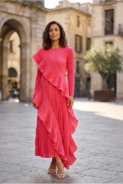 Rabiossa Women's Elegant Flounce Detailed Dress