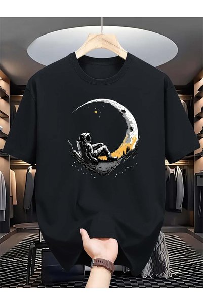 Caddemia Yaz % 100% saf pamuk rahat bol kesim astronot girişi ay desen baskıl...