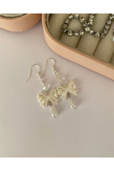 sleyshop Damla Boncuklu Fiyonklu Fairycore Coquette Küpe