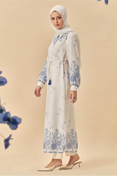 Alvina Μακρύ τουνίκ με λινό εφέ και ζώνη 46515