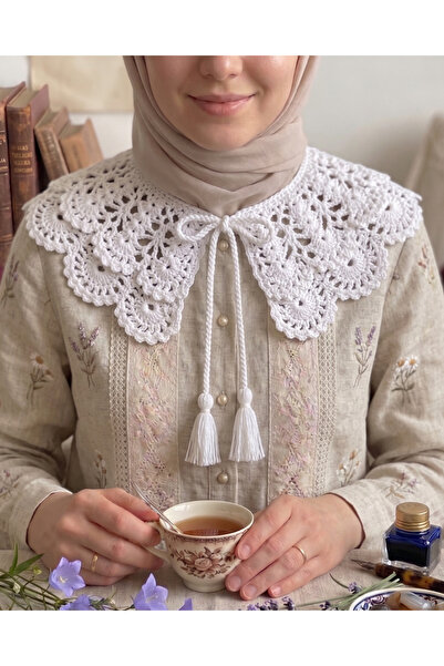 ih ihra El Örgüsü Vintage Takma Yaka - Gömlek ve Elbise Aksesuarı