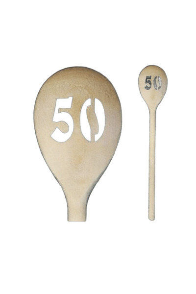 LimArt Lingură din lemn decupată cifra 50, 30 cm, cadou aniversar