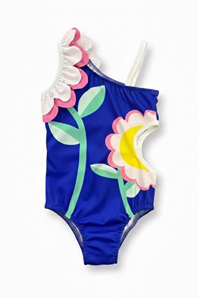 Minigimin Cicileri Μαγιό για κορίτσια με έναν ώμο με λουλουδάτο σχέδιο - Μπλε