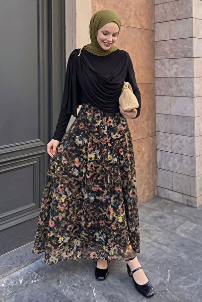 InStyle Μαύρο σετ Yoryo με φούστα με σχέδια