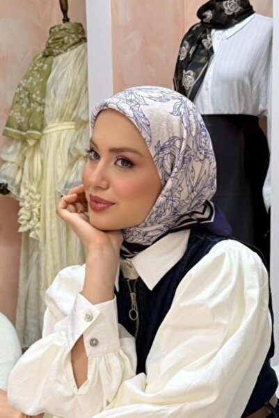 Şulemoda Giyim Κασκόλ με σχέδιο τριαντάφυλλο σε σκούρο μπλε