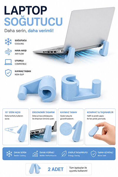 edoy Laptop Soğutucu Stand 2 Adet – Ergonomik Tasarım Kaymaz Taban Taşınabili...