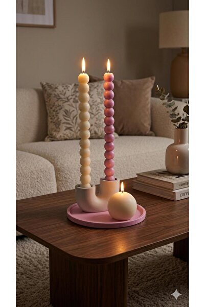 SCA CANDLE Dekoratif Mum Şamdanlık Mum top top model 3 parça 20x2,2 Cm Modern...