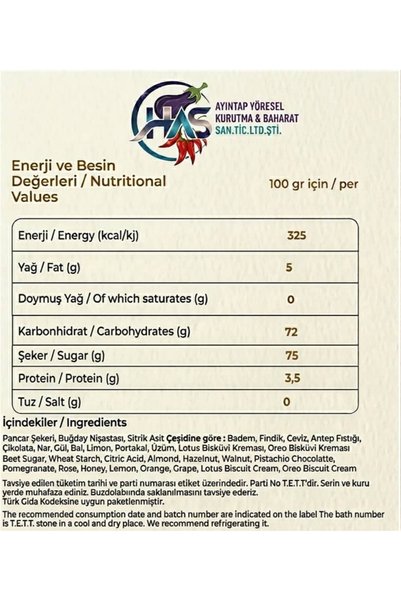HASAYİNTAP Lokum - Hazelnut Leaf Cezerye 150 Gr