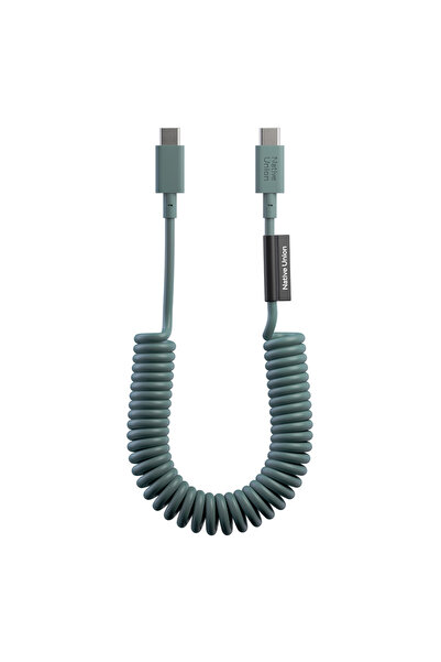 Native Union POP Serisi Type-C to Type-C Spiralli Şarj Kablosu 60W 1.2M Koyu ...