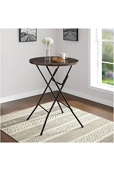 OEM Στρογγυλό πτυσσόμενο τραπέζι με μεταλλικό σκελετό και επιφάνεια MDF σε όψ...