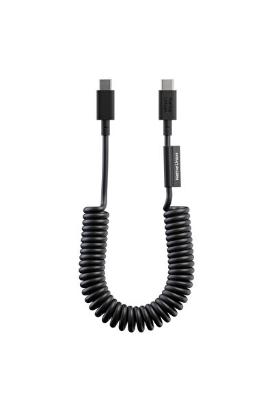 Native Union POP Serisi Type-C to Type-C Spiralli Şarj Kablosu 60W 1.2M Siyah
