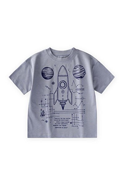Cigit Μπλουζάκι με στάμπα Rocket, για παιδιά 2-12 ετών, σε παστέλ μπλε