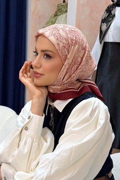 Şulemoda Giyim Κασκόλ με σχέδιο τριαντάφυλλο σε μπορντό χρώμα