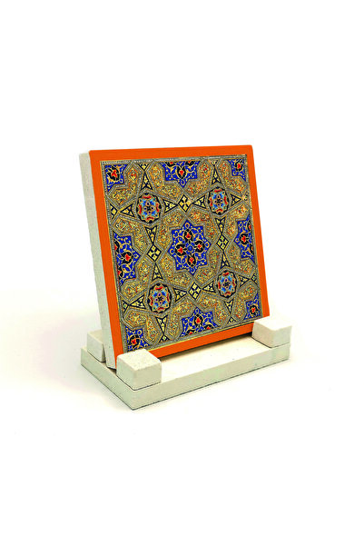 Sadrazam طاولة حجرية مطبوعة بنمط مسجد الجمعة الصيني (إيران) مقاس 10×10 KD-61