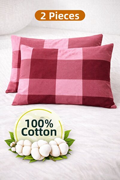 Home 100% βαμβακερή φανελένια μαξιλαροθήκη, σετ 2 τεμαχίων 50x70 εκ.