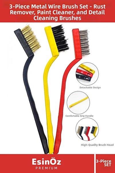 EsinÖz # Brushes Rust Remover, Paint Cleaner and Detail Cleaning Brushes 3 Pi...