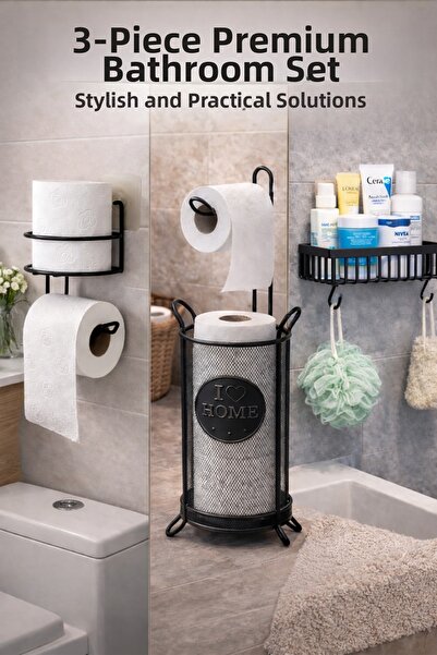 KITCHBATH Σετ μπάνιου 3 τεμαχίων Premium, Ανταλλακτική θήκη ρολού τουαλέτας μ...