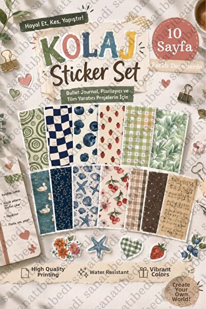 sanatıbedi Σετ 10 αυτοκόλλητων vintage κολάζ - Ετικέτα διακόσμησης δώρου για ...