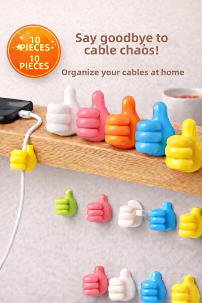 EUROLUXE 10 Pcs Adhesive Cable Holder Thumb Cable Organizer Tabletop Organize...