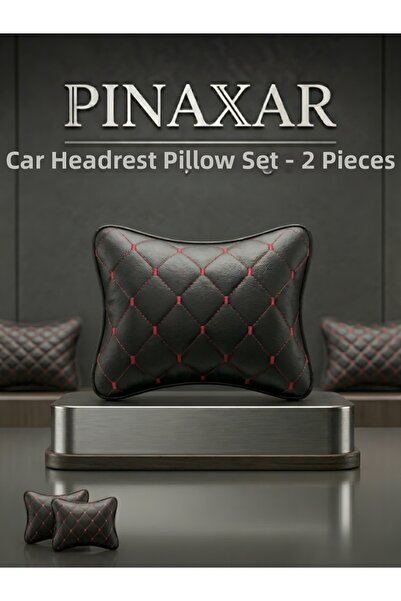 pınaxar Auto Cushion Artificial Leather Stitched Model Red 2 Pieces Compatibl...