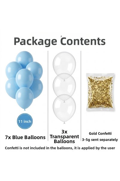 baloss fer Blue Gold Confetti Balloon Set of 10 Baby Shower Party Decoration
