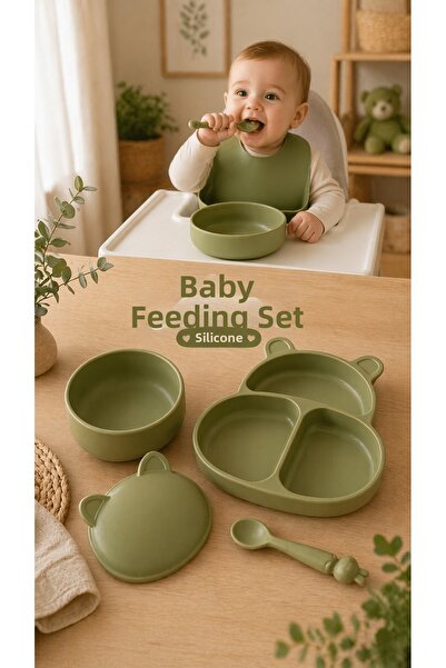 PONÇİK BEBEK Baby Silicone Feeding Set 3 Pieces