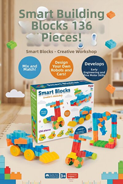 craftivio Smart Blocks Creative Workshop 136 Pieces Educational Building Set ...