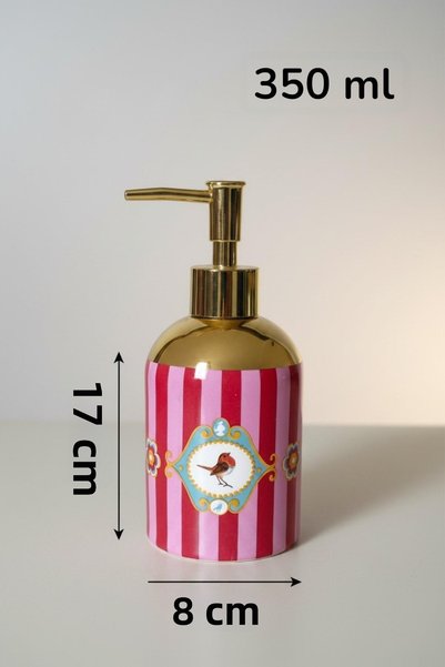 ALBETTO Porcelain Carnival Gold Set Liquid Soap Dispenser, 350ml 474