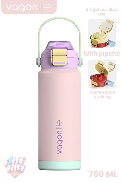 Vagonlife 750 ml Single Lid Dual Use Stainless Steel Thermos with Straw and C...