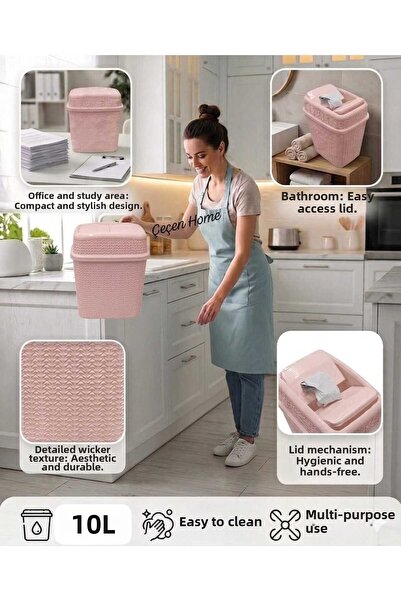 ÇEÇEN HOME Πλαστικός κάδος απορριμμάτων με διπλό καπάκι - Κάδος απορριμμάτων ...