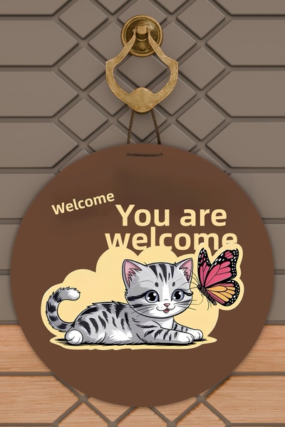 Dormot High-Quality Digital Printing, Standard Cute Welcome Kitten-Themed Doo...